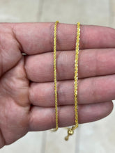 Adjustable 14K Yellow Gold Over 925 Sterling Silver Sparkle Glitter Margarita Twisted Rock Chain 2.00mm 2.50mm Necklace, Diamond Cut